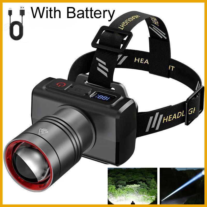 Outdoor Lighting Lumen - 2026 LED digital Rechargeable Headlamp Super