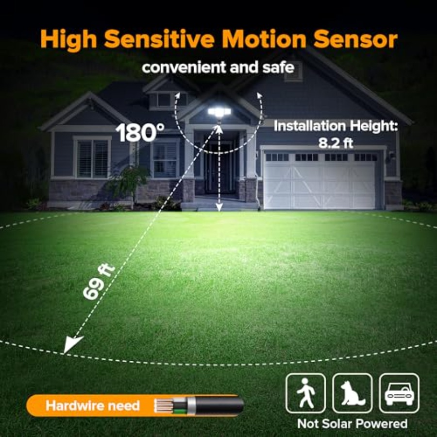 80W 9000LM LED Security Lights - Outdoor Lighting Hardwired ulasan dan harga
