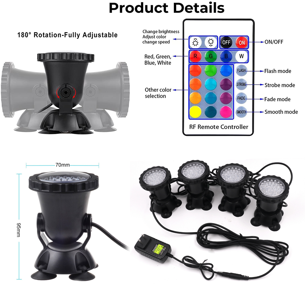 RGB LED Underwater Light IP68  - Pond Light Submersible ulasan dan harga