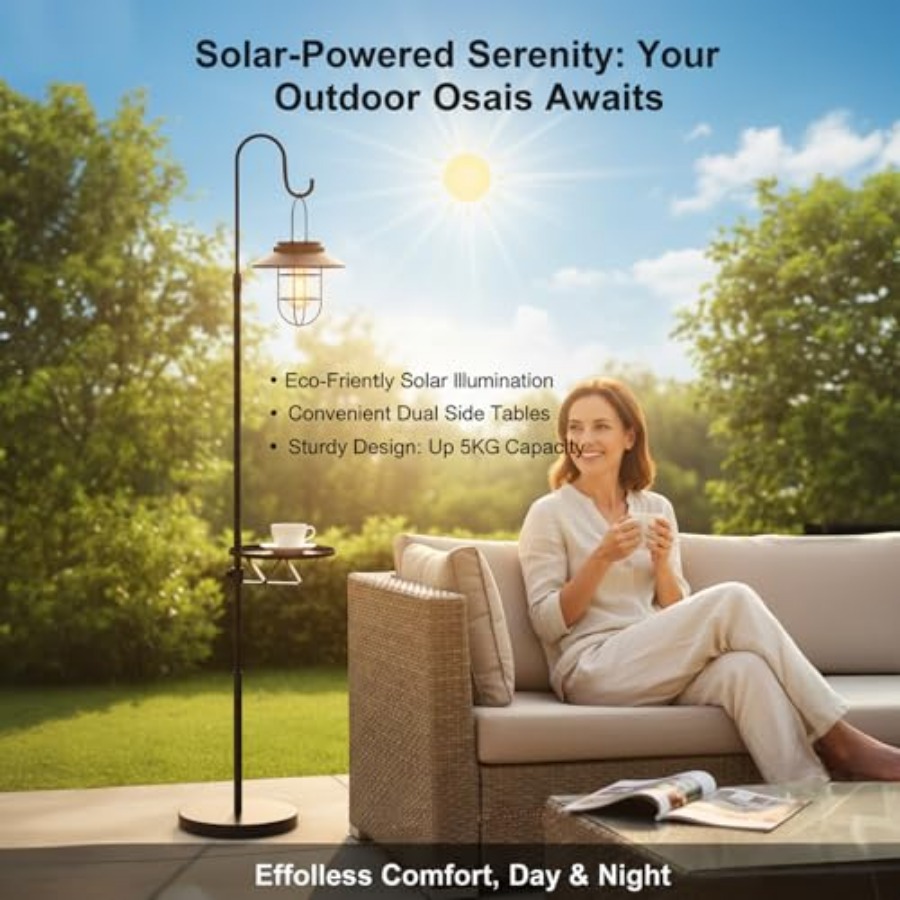 Solar Floor Lamp with Table, 6 - Outdoor Lighting Solar ulasan dan harga