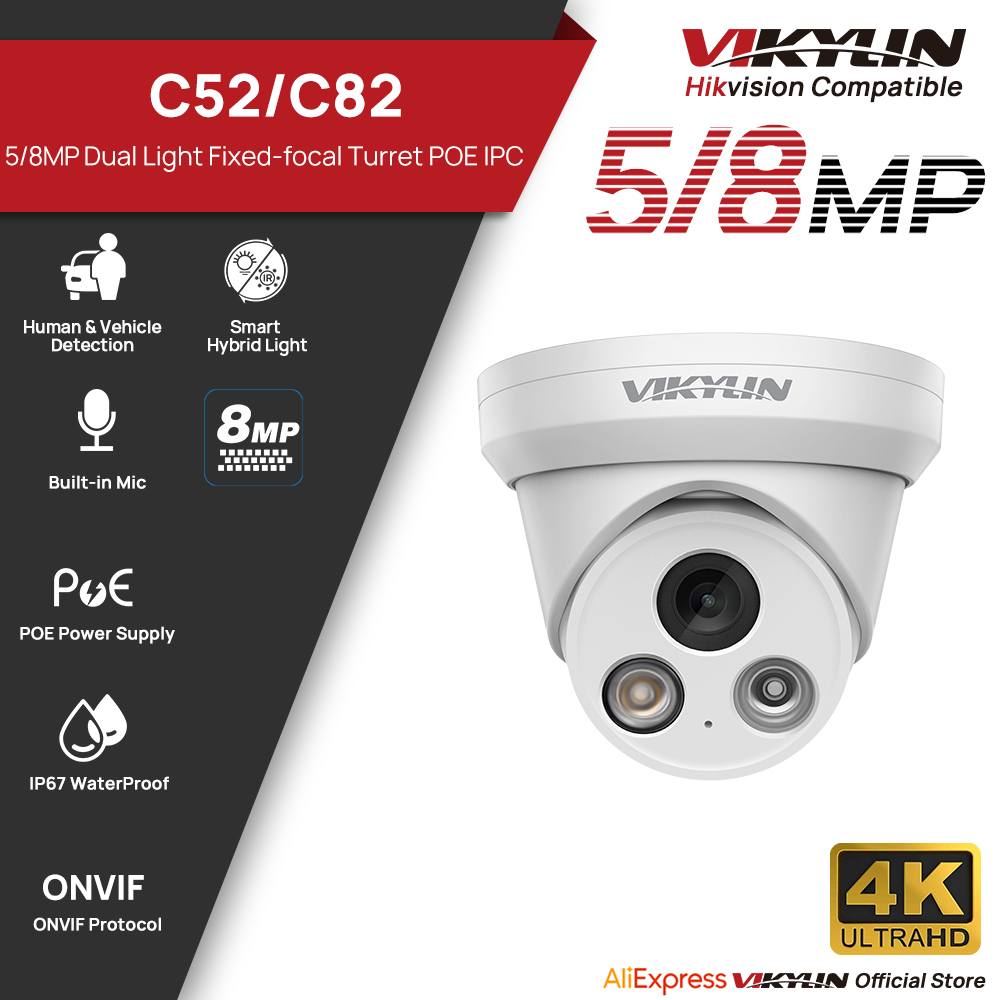 VIKYLIN 5/8MP 4K IP Camera Dua - Outdoor Lighting Mains Powered ulasan dan harga