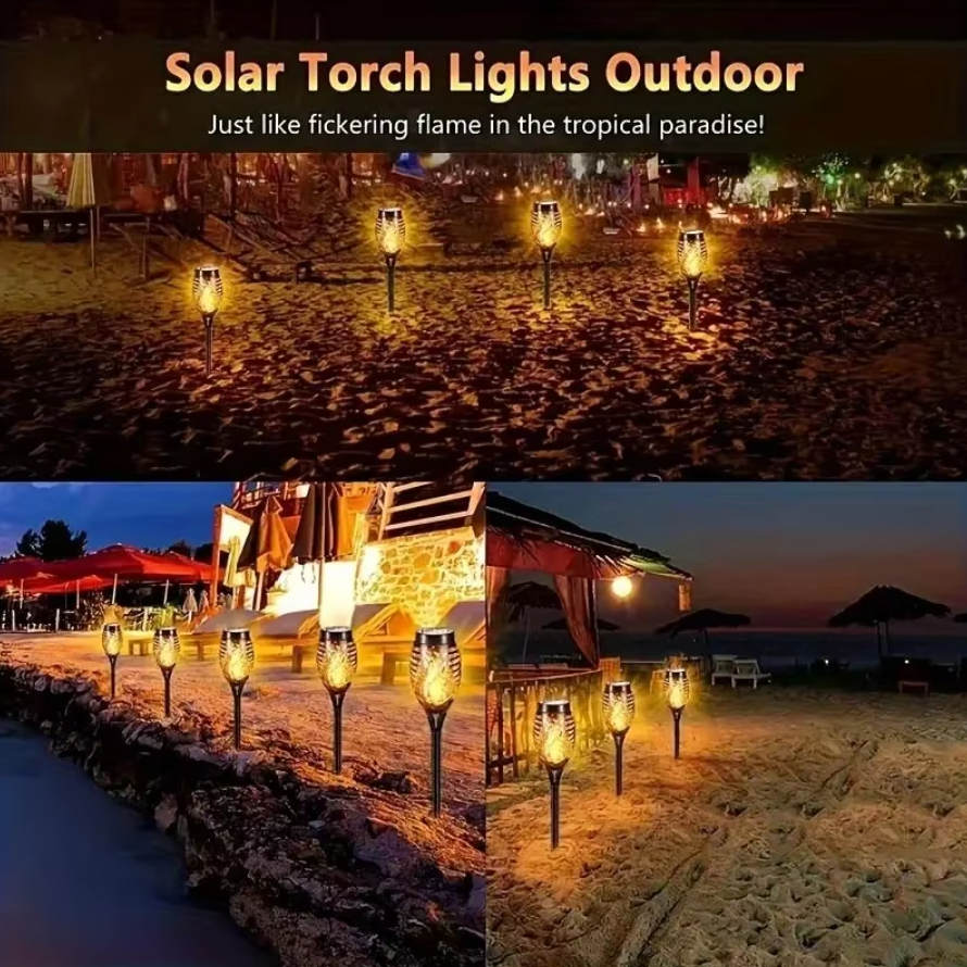 1-12PCS 12LED Solar Flame Torc - Fire Torch Solar ulasan dan harga