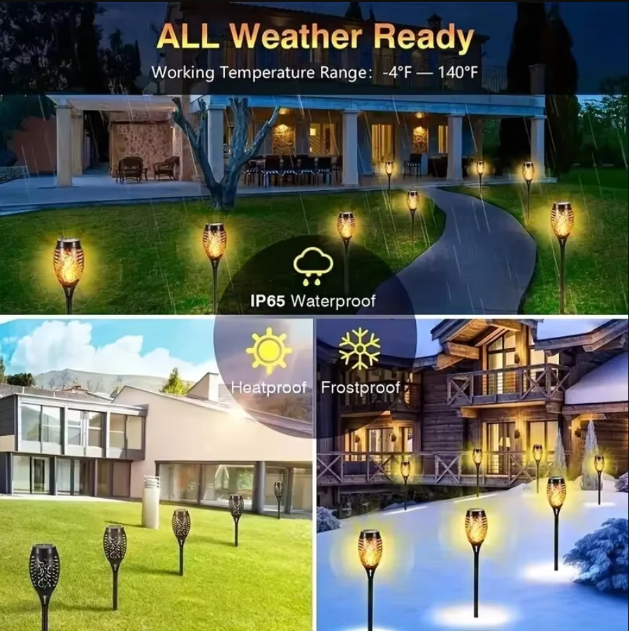 1-12PCS 12LED Solar Flame Torc - Fire Torch Solar ulasan dan harga