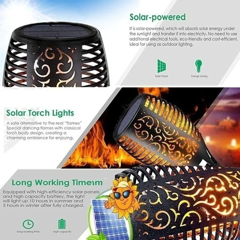 1-12PCS 12LED Solar Flame Torc - Fire Torch Solar ulasan dan harga