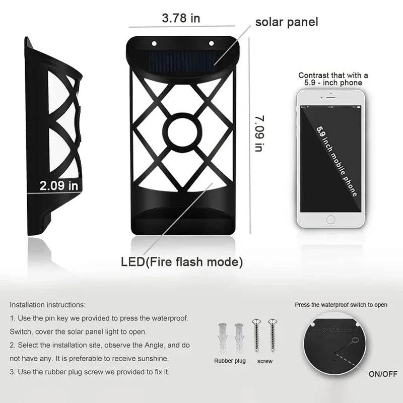 1/2/3/4Pcs 96LED Solar Flame L - Fire Torch Solar ulasan dan harga