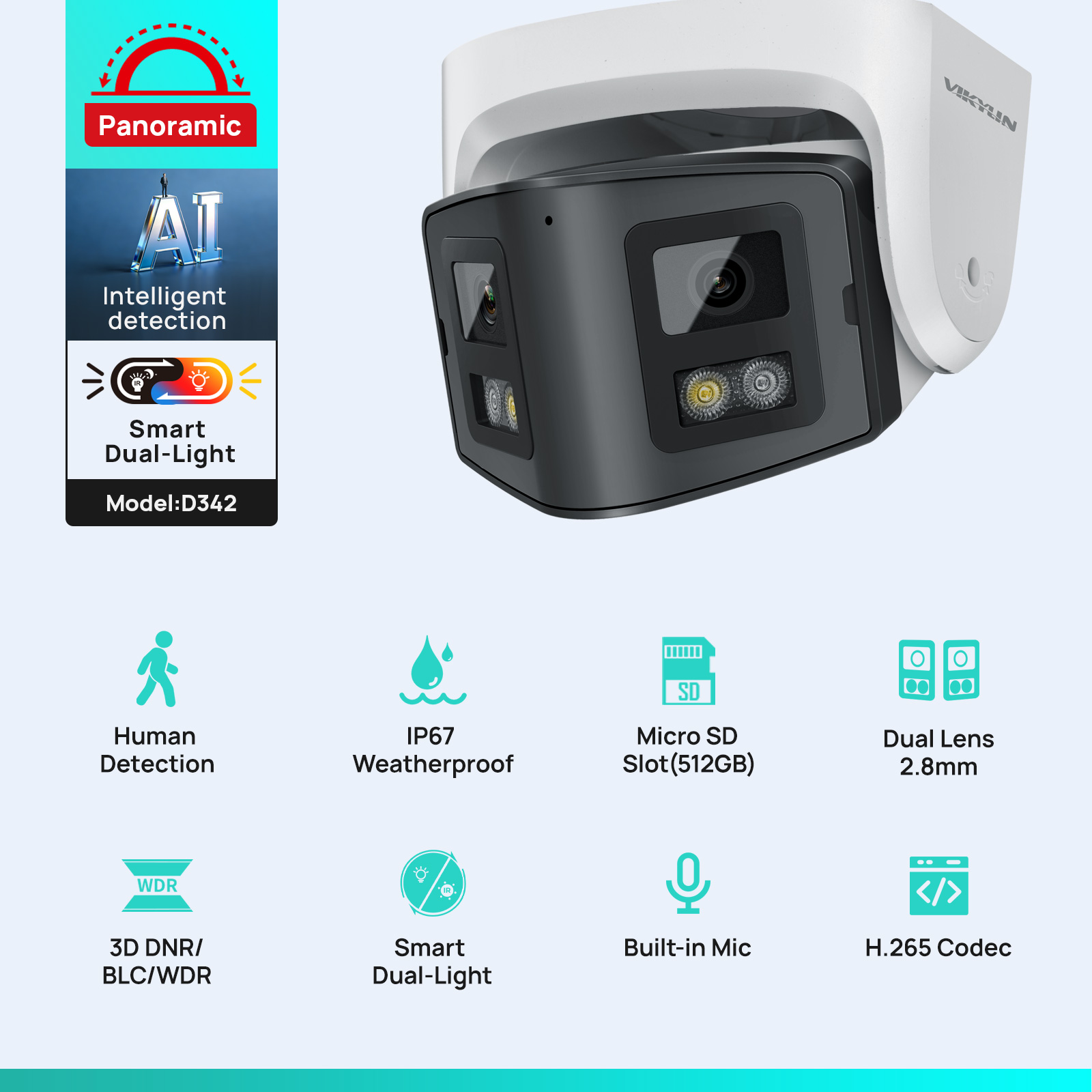 Vikylin Panoramic Dual Lens Sm - Outdoor Lighting Mains Powered ulasan dan harga