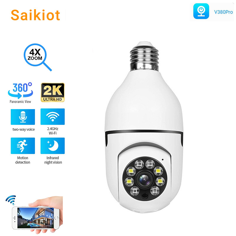 Saikiot 2MP 4MP V380 Pro Bulb  - Outdoor Lighting Mains Powered ulasan dan harga