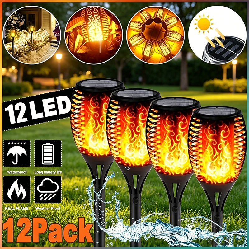 12/33/96LED Solar Flame Torch  - Fire Torch Solar ulasan dan harga
