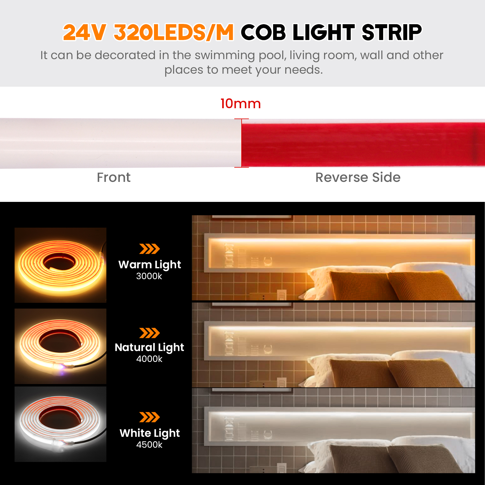 IP68 Waterproof COB LED Strip  - Outdoor Lighting Linear ulasan dan harga