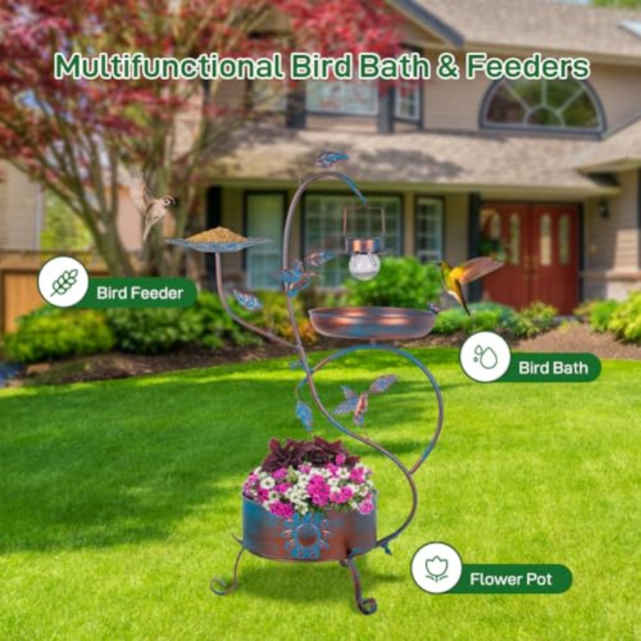 Outdoor metal bird bath with p - Outdoor Lighting Solar ulasan dan harga