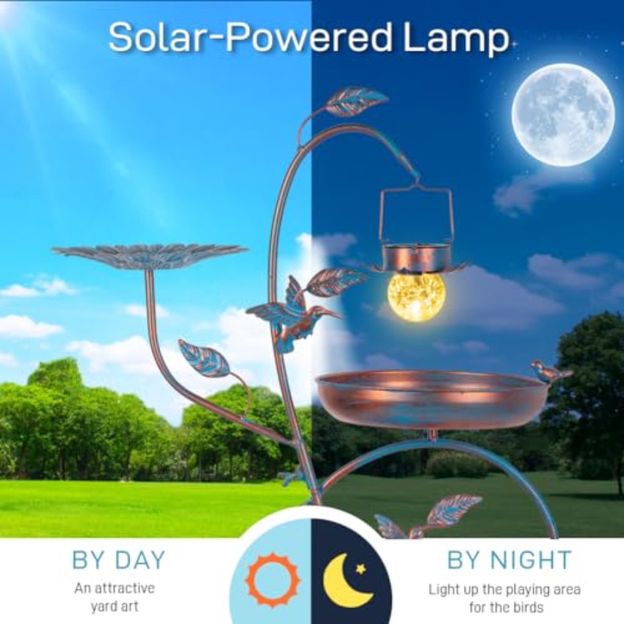 Outdoor metal bird bath with p - Outdoor Lighting Solar ulasan dan harga
