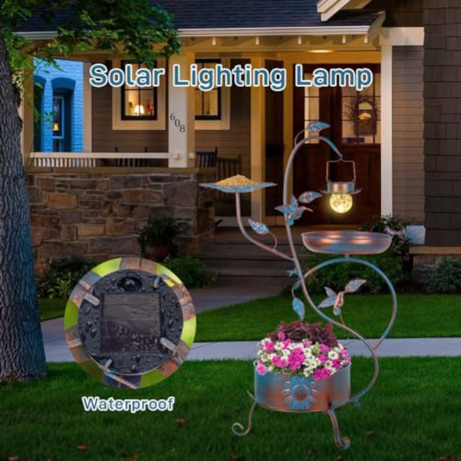 Outdoor metal bird bath with p - Outdoor Lighting Solar ulasan dan harga