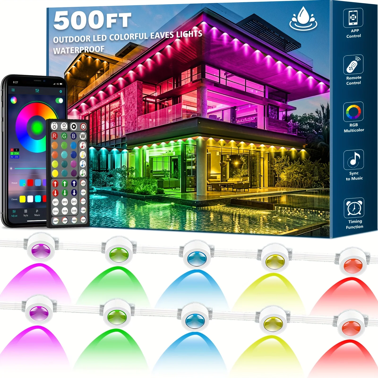 500 Feet, 250 Bulbs, IP67 Wate - Outdoor Lighting Switch ulasan dan harga