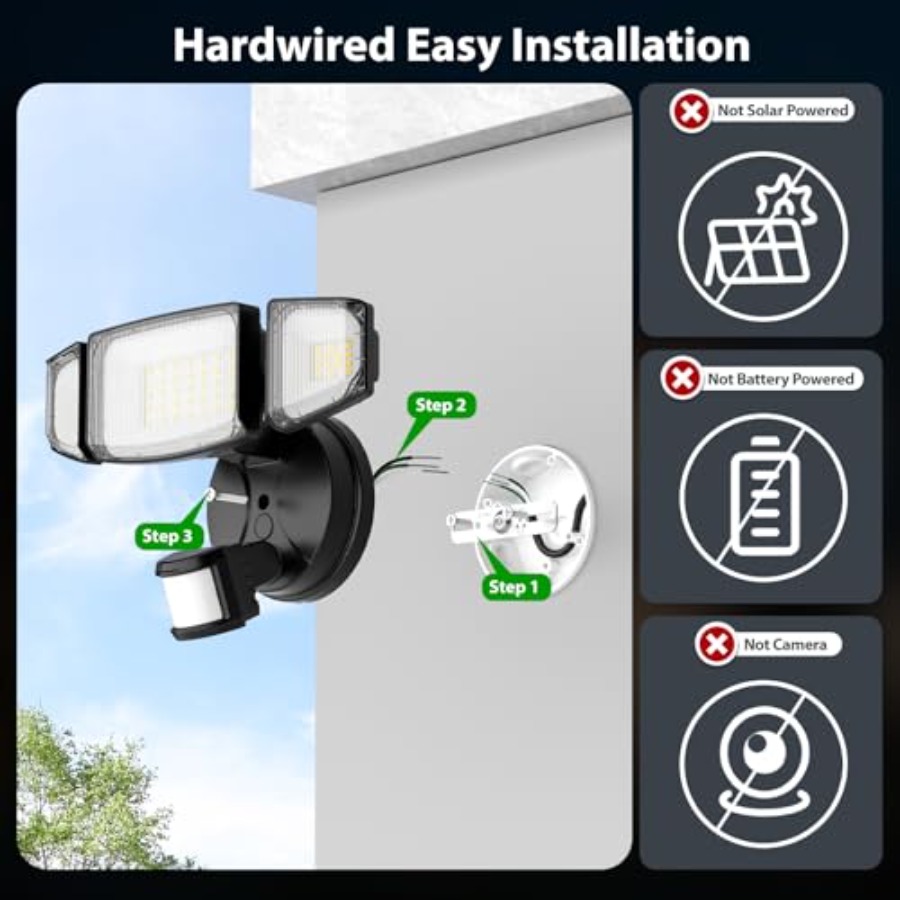 65W 6500LM LED Security Lights - Outdoor Lighting Hardwired ulasan dan harga
