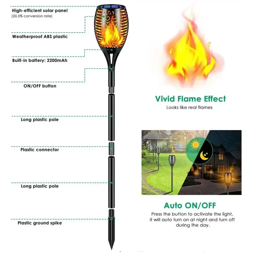 1-10Pack Solar Flame Light Out - Fire Torch Solar ulasan dan harga