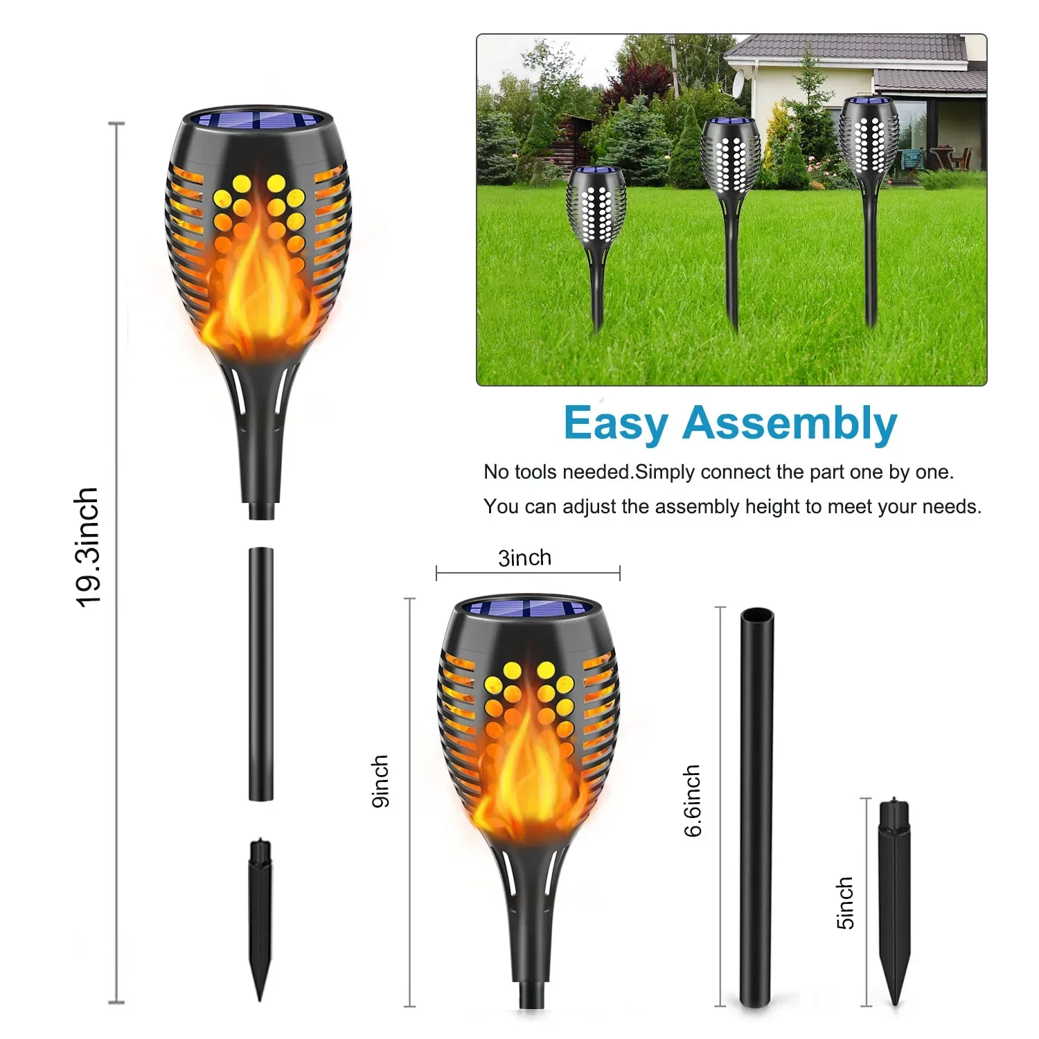 1-10Pack Solar Flame Light Out - Fire Torch Solar ulasan dan harga
