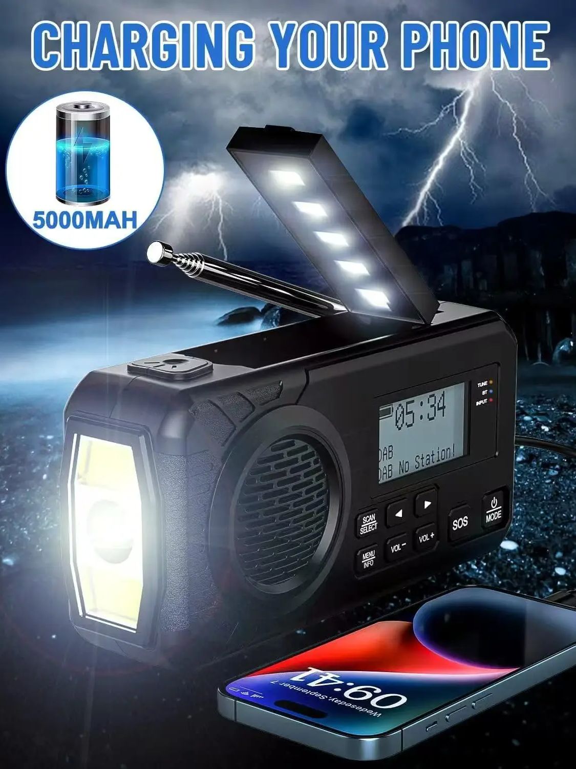 DAB/DAB+/FM Digital Radio with - Fire Torch Solar ulasan dan harga