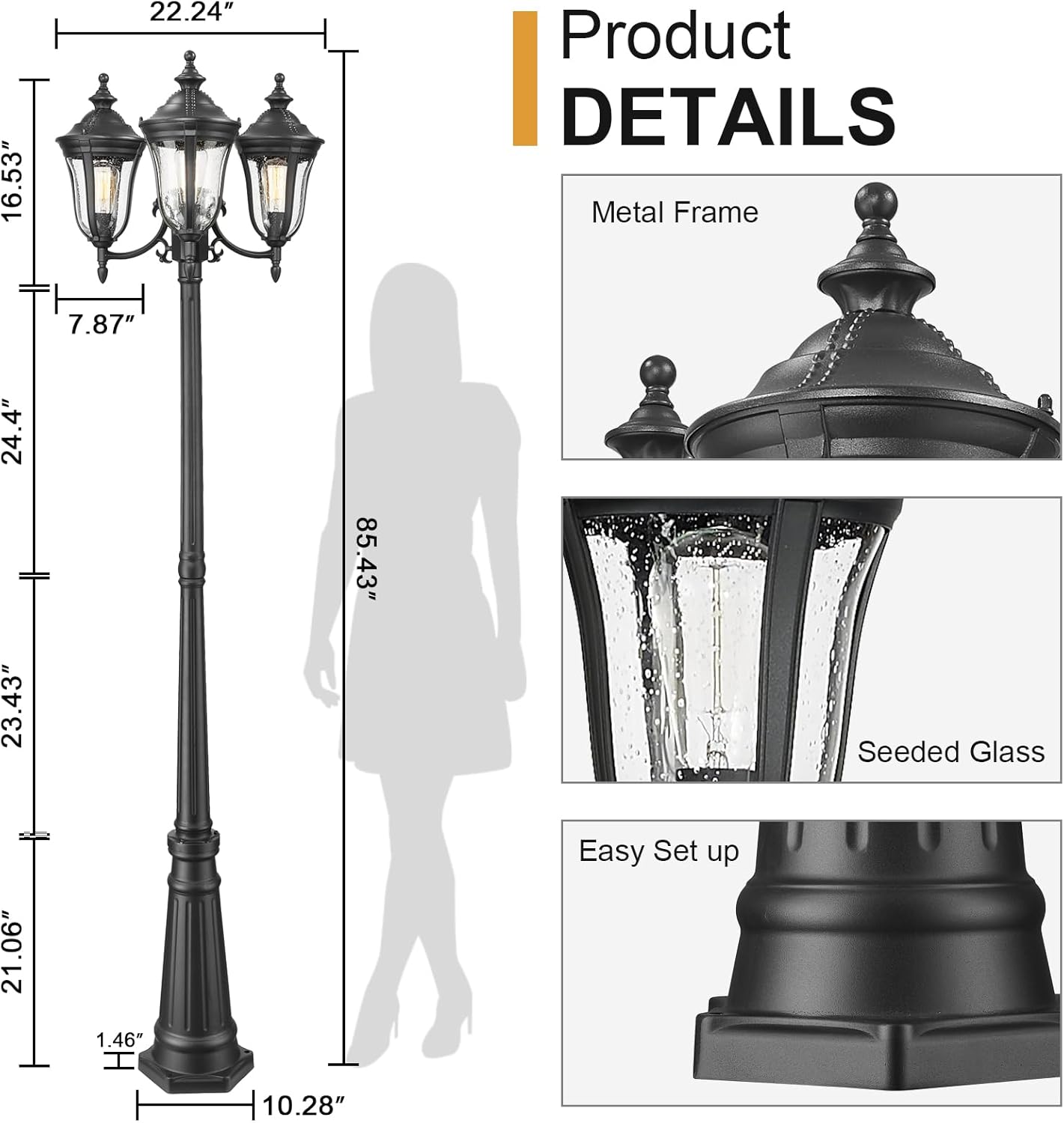 3-Head Outdoor Post Lamp with  - Outdoor Lighting Hardwired ulasan dan harga