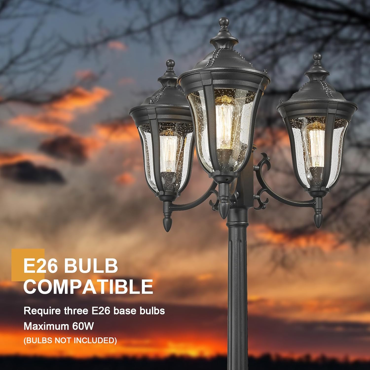 3-Head Outdoor Post Lamp with  - Outdoor Lighting Hardwired ulasan dan harga