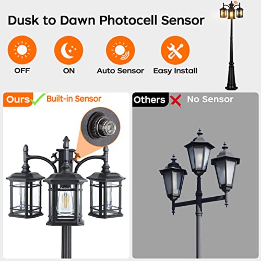 Dusk to Dawn Outdoor Lamp Post - Outdoor Lighting Hardwired ulasan dan harga