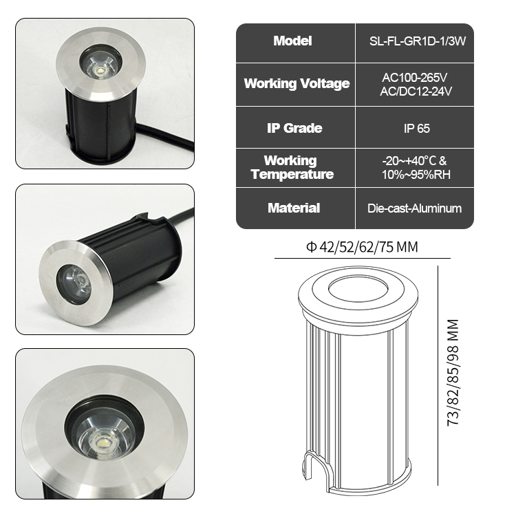 1W/3W DC12v IP65 Waterproof LE - Ground Light Recessed ulasan dan harga
