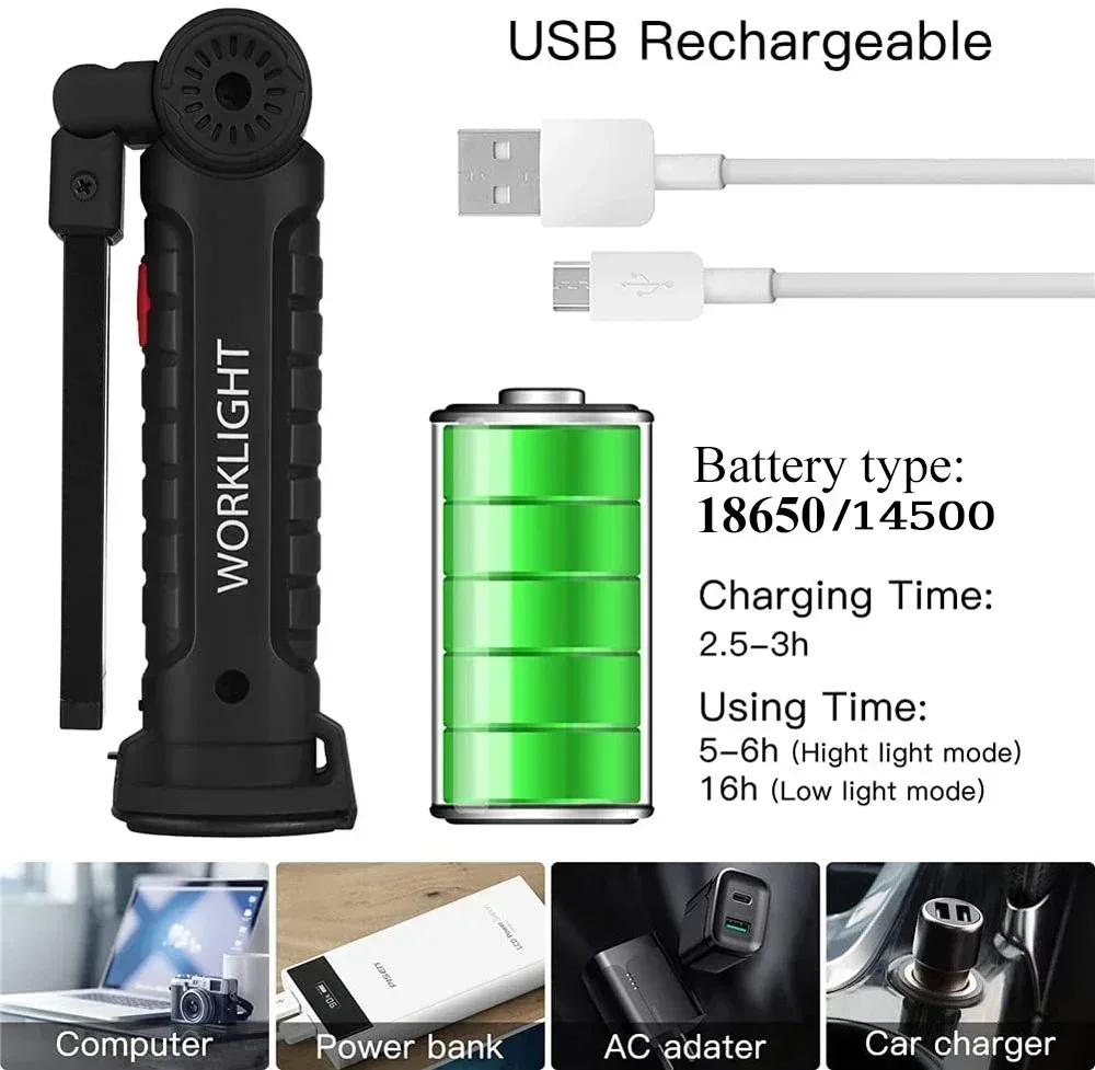 LED COB Flashlight USB Recharg - Outdoor Lighting Lumen ulasan dan harga