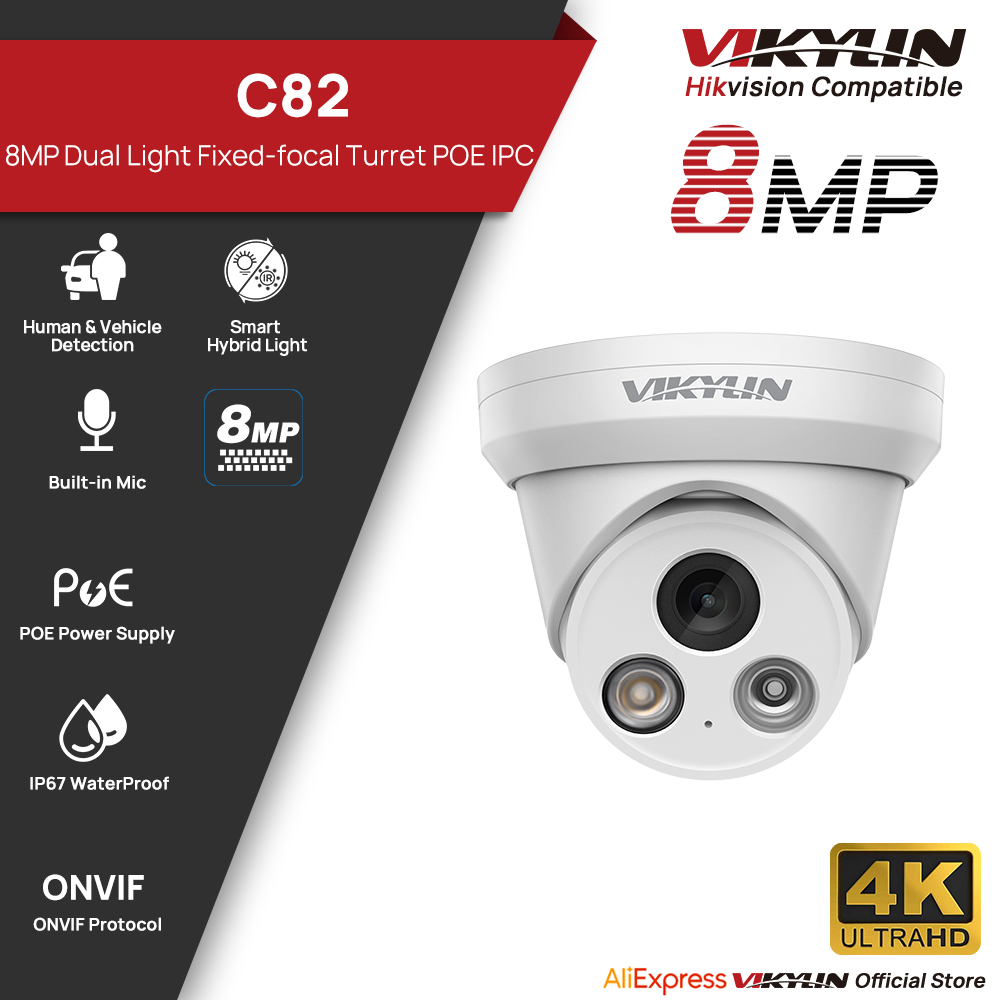 VIKYLIN 8MP 4K Dual Light IP C - Outdoor Lighting Mains Powered ulasan dan harga